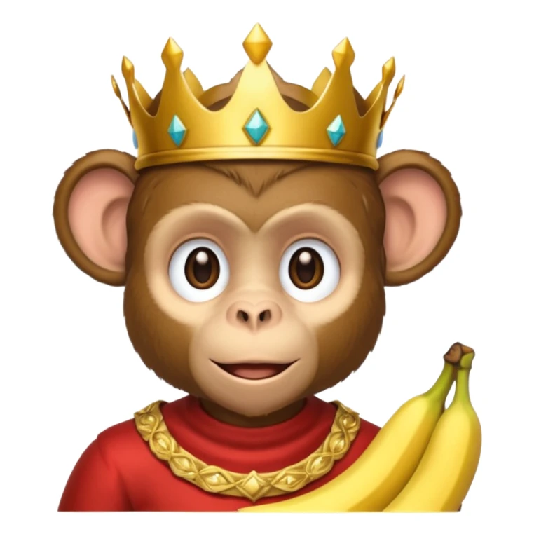 monkey with banana and wearing crown sticker