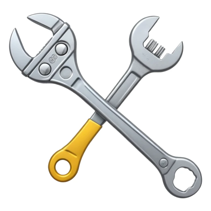 Adjustable wrench, emoji style, with professional lighting, no face on objects, white background sticker