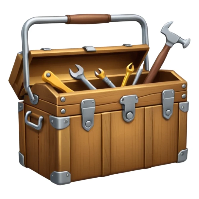 3D Brown golden wood toolbox sticker