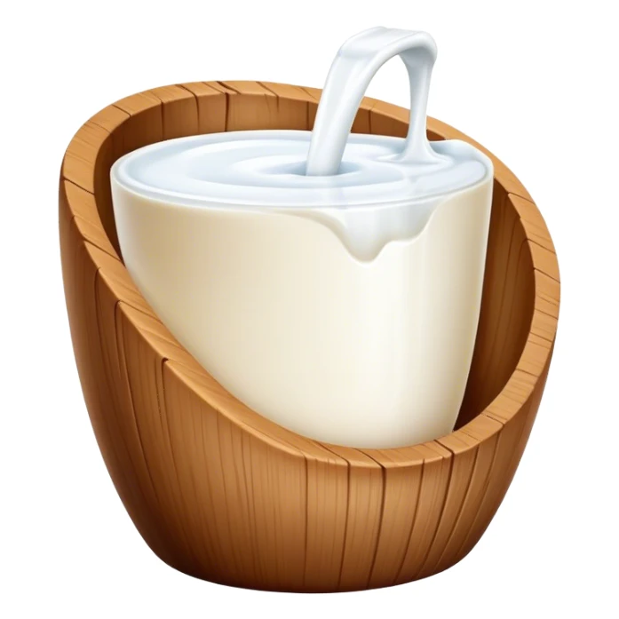 milk in a wooden cup sticker