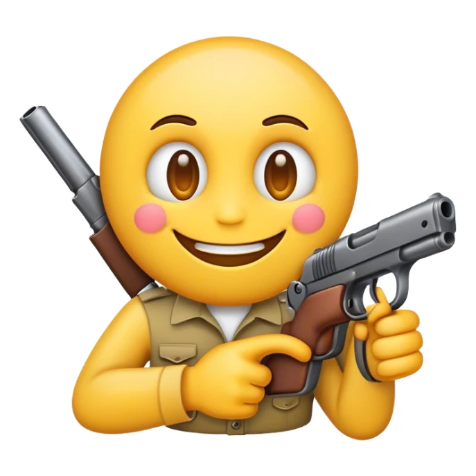 Smiling emoji with a gun sticker