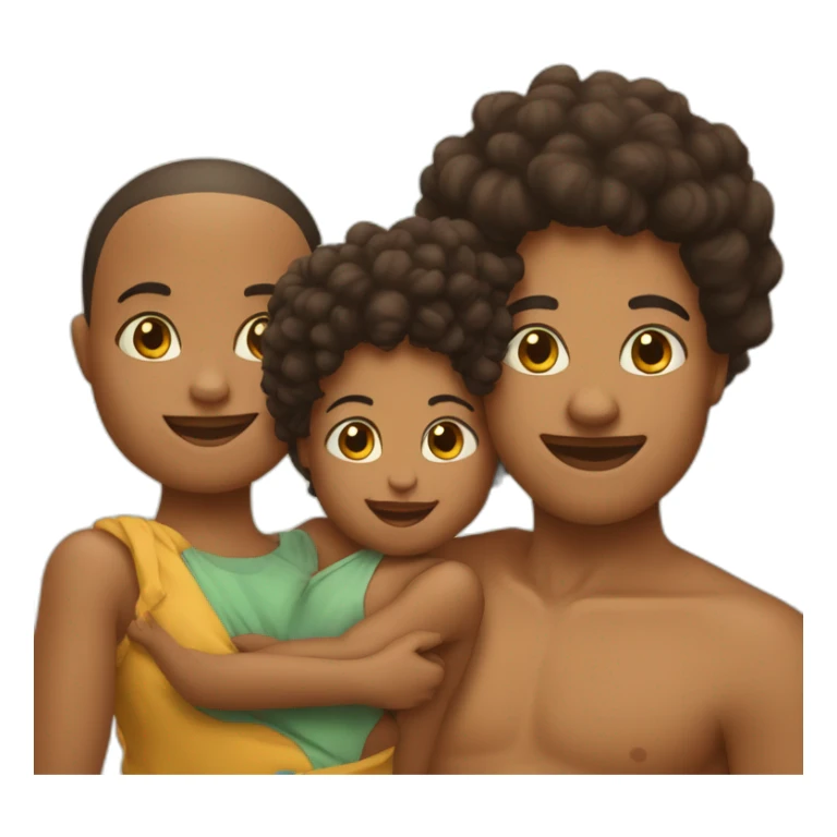 Famille afro avec un bebe sticker