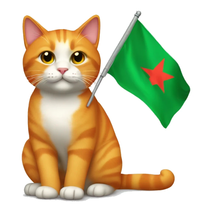 Orange cat with flag Tatarstan in hands  sticker