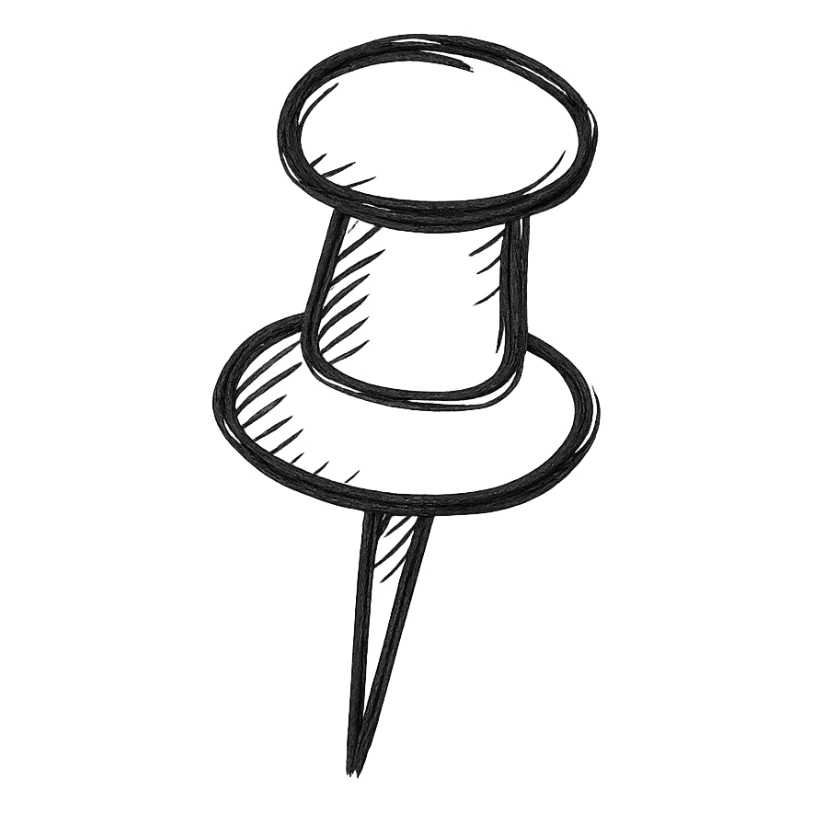 pin needle, hand drawn outline style sticker