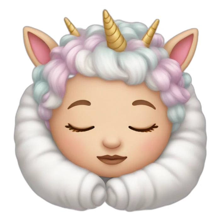 Sleeping white Newborn with unicorn headband sticker