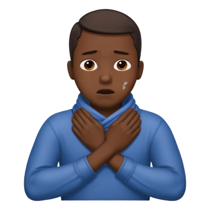 a guy wrapping both hands around his neck so tight chock himself sticker