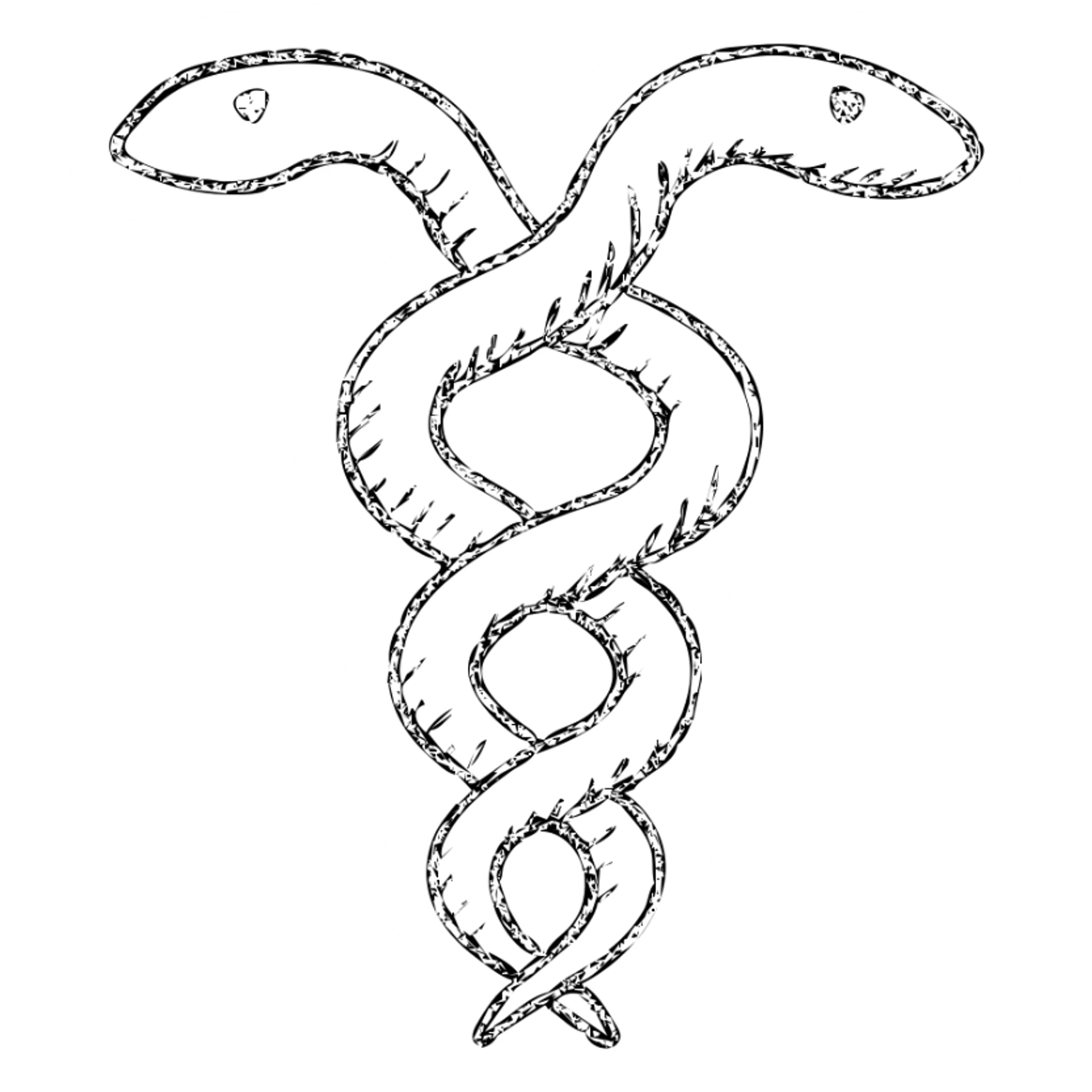 two intertwined serpents hand drawn outlined icon sticker