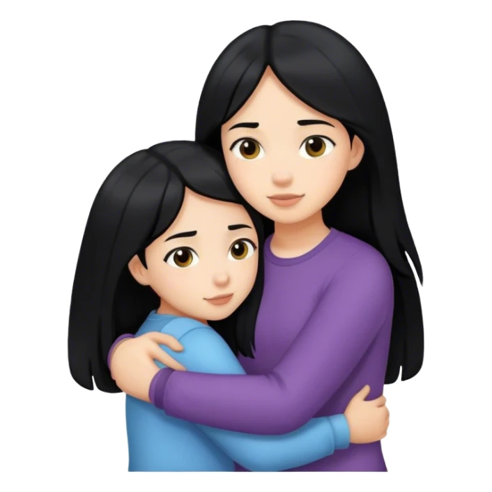 sister-hugging with black hair sticker