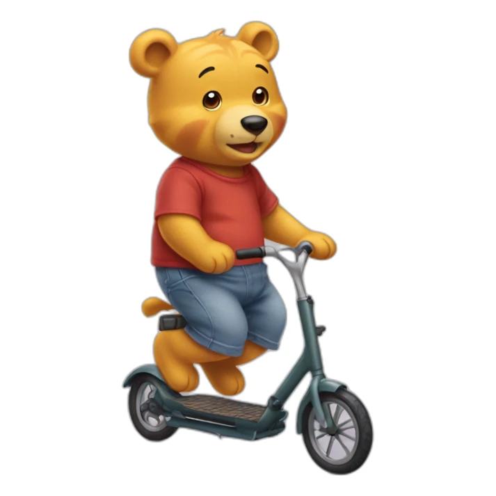 Winnie l'ourson avec une trotinette sticker