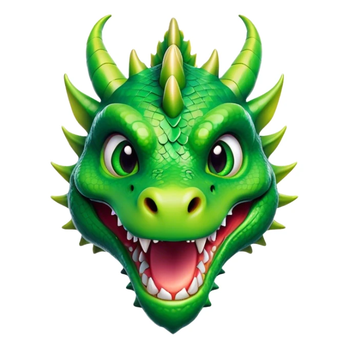 Cinematic Comical Dragon Portrait Emoji, Head tilted dramatically with an exaggeratedly amused expression, featuring a striking, glossy scaled body with bold, angular details and wide, expressive eyes brimming with playful disbelief; rendered with vibrant, lifelike textures and natural shadows, high shine, dramatic yet playful, styled with an air of cheeky mythical mischief, soft glowing outline, capturing the essence of a spirited and over‐the‐top dragon that looks ready to breathe fire into viral fame! sticker