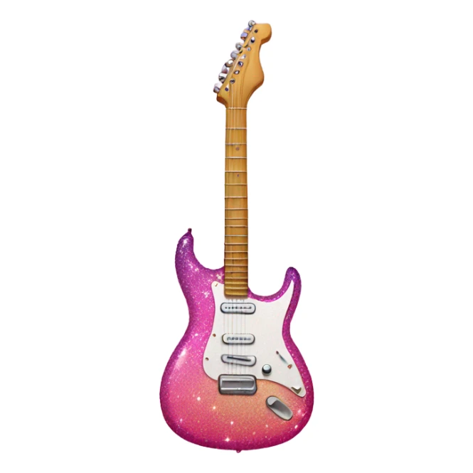 Pink ombre guitar with glitter  sticker