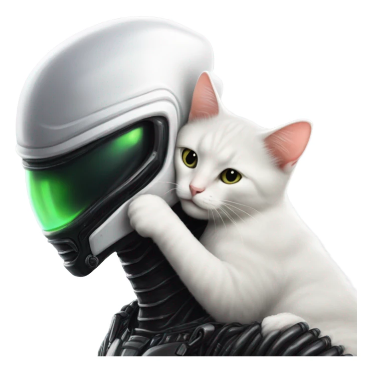 Xenomorph hugs a white cat sticker