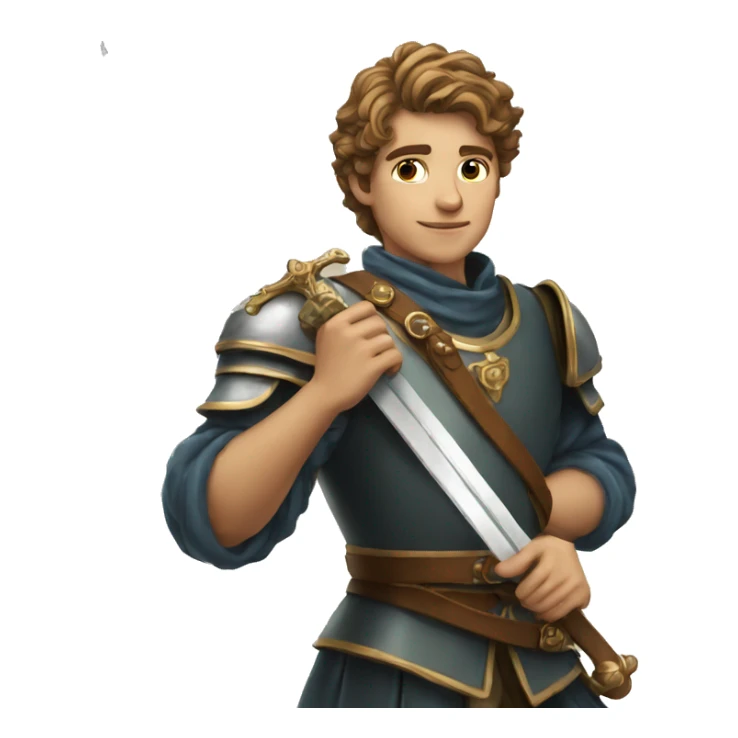 handsome renaissance youth holding sword sticker