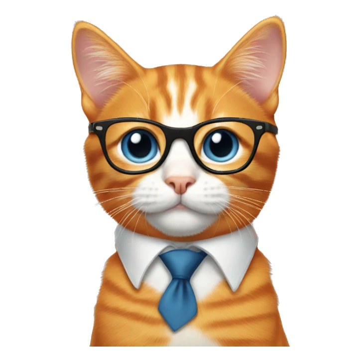 Orange cat with glasses and tie  sticker