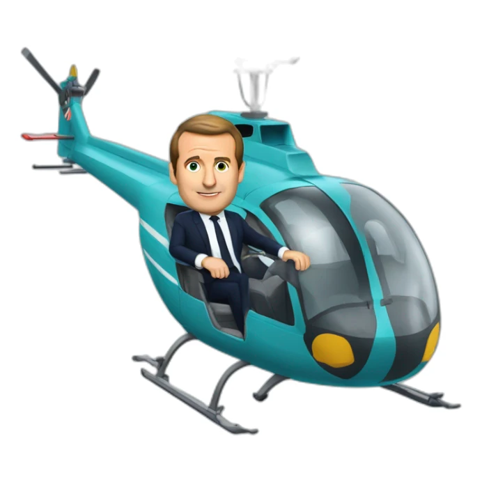 Macron qui fait dodo dans un hélicoptère sticker