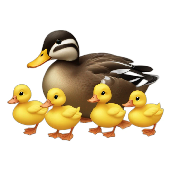 Little ducklings following their mother duck sticker