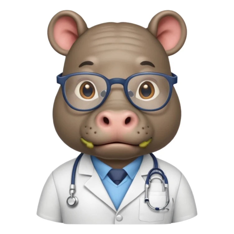 Hippo doctor, glasses, uniform sticker