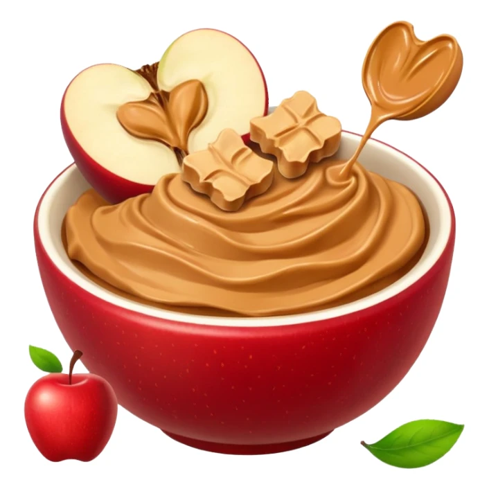 apple chunks in bowl with peanutbutter sticker