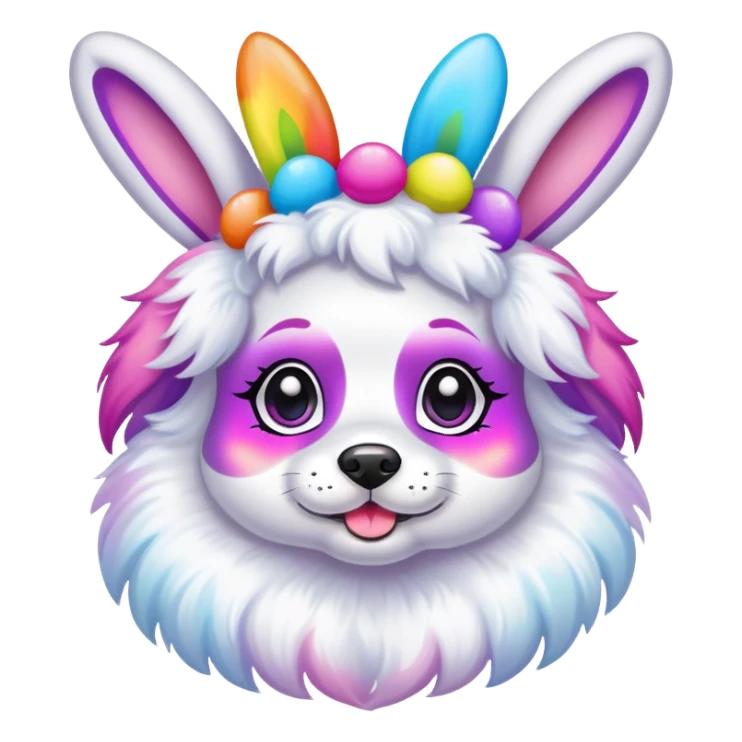 Lisa Frank Easter bunny headband on dog sticker