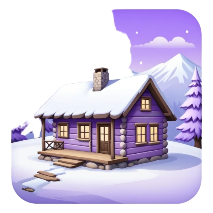 Winter Cabin pale purple color sticker