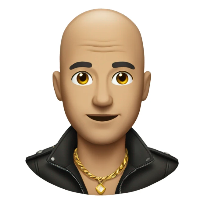 bald man with necklace in leather sticker