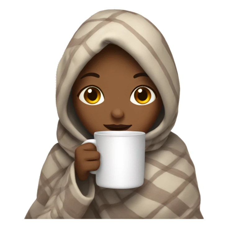 A girl drinking hot chocolate with blanket sticker