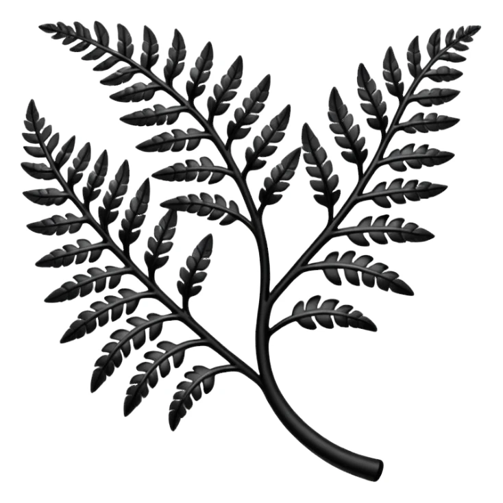 Black and silver filigree fern leaf, 3D, extremely detailed design sticker