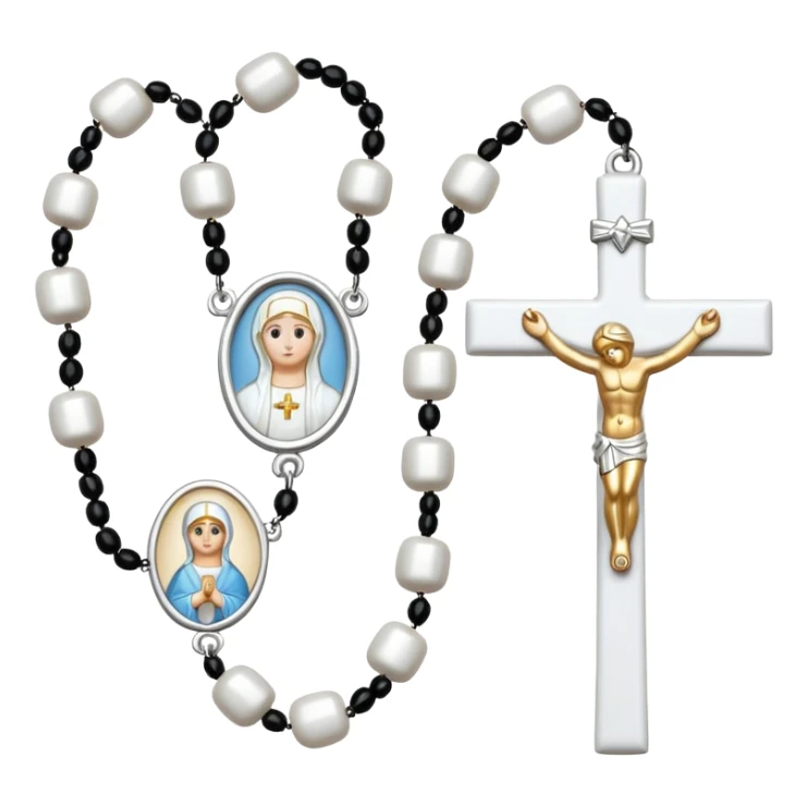  white rosary with white beads sticker