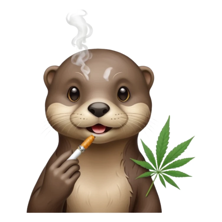 Cute female Otter smoking a while cannabis joint sticker