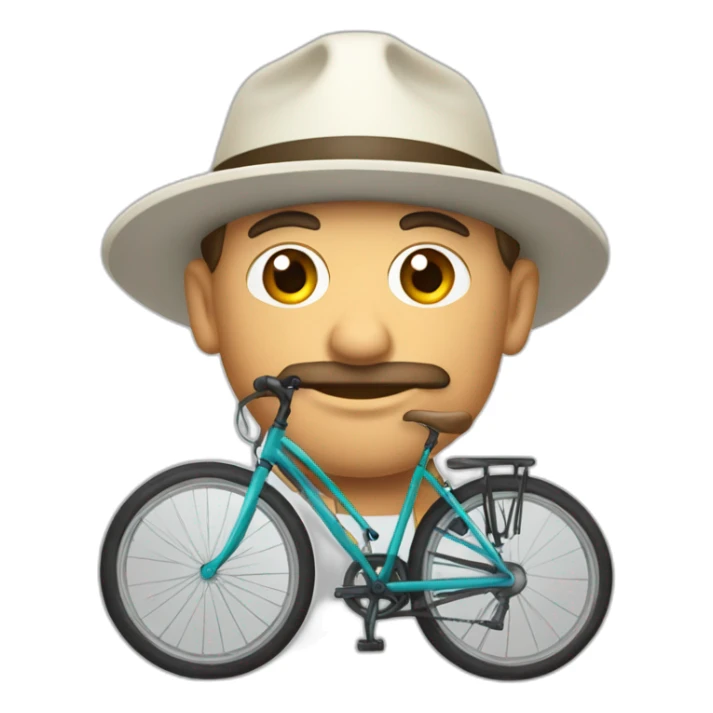 señor gordo blanco con gorra y bicicleta sticker