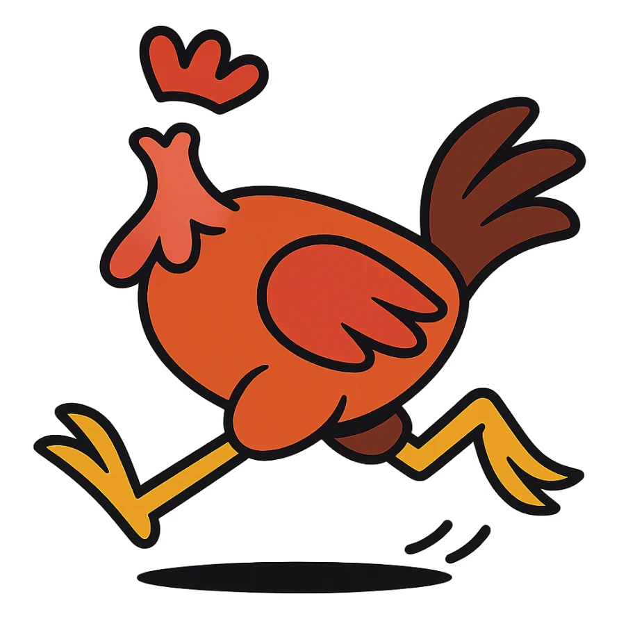 headless chicken running, cartoon style sticker