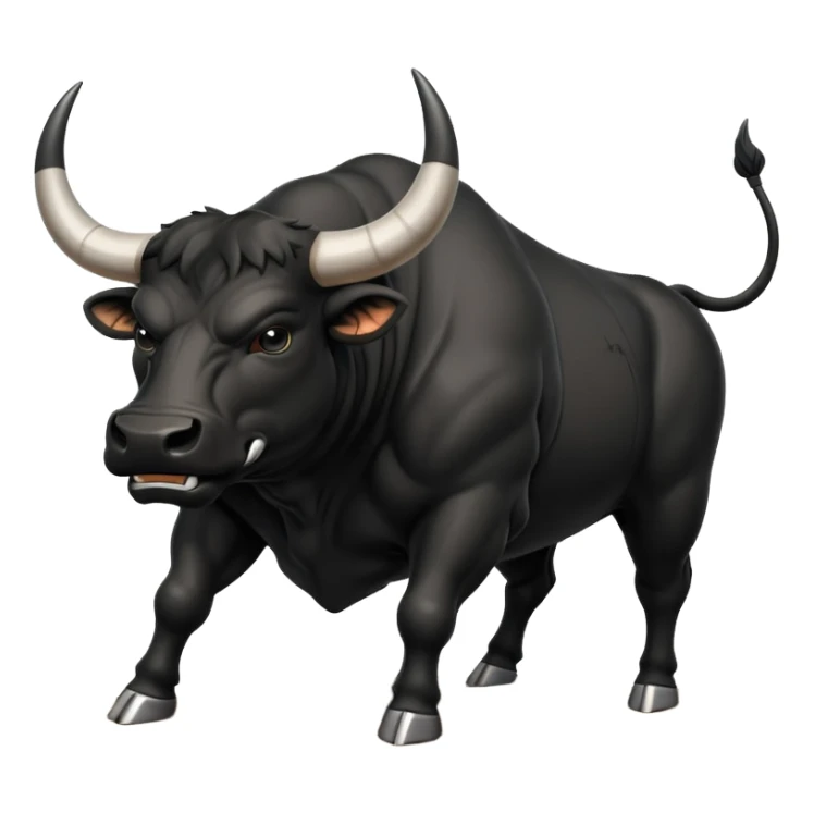 angry black bull pawing the ground, preparing to charge sticker