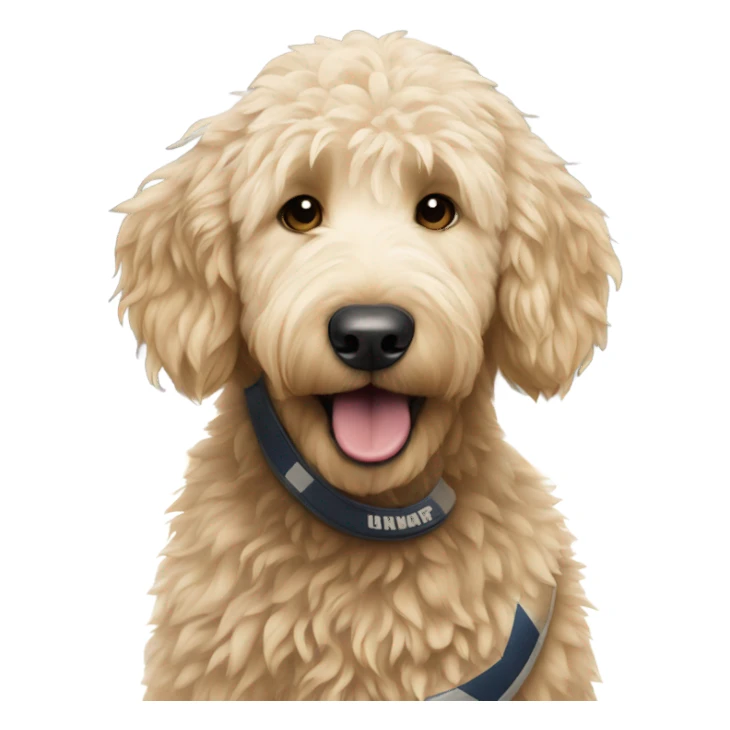 Golden doodle playing hockey sticker