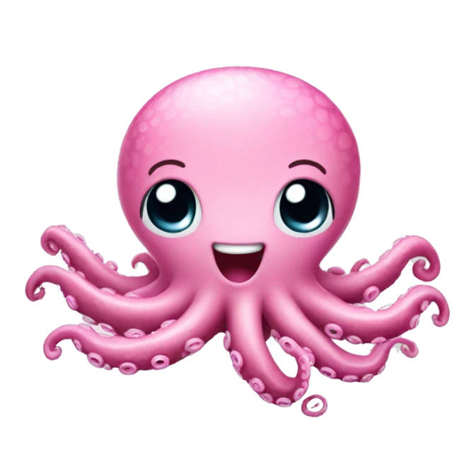 Pink octopus with cute face and smile sticker