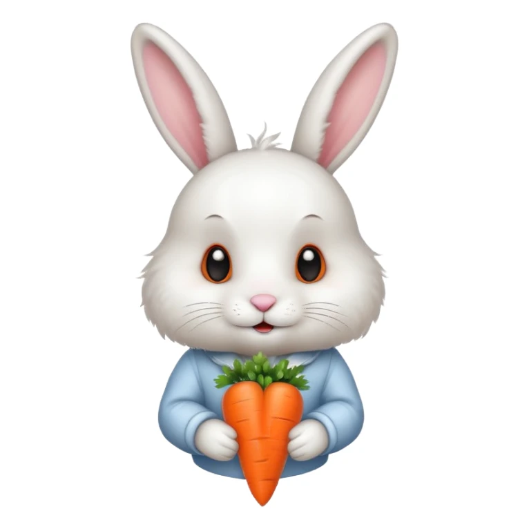 cute white bunny with a carrot sticker