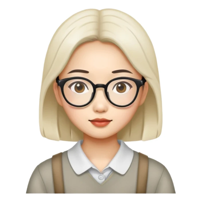 asian girl with glasses sticker