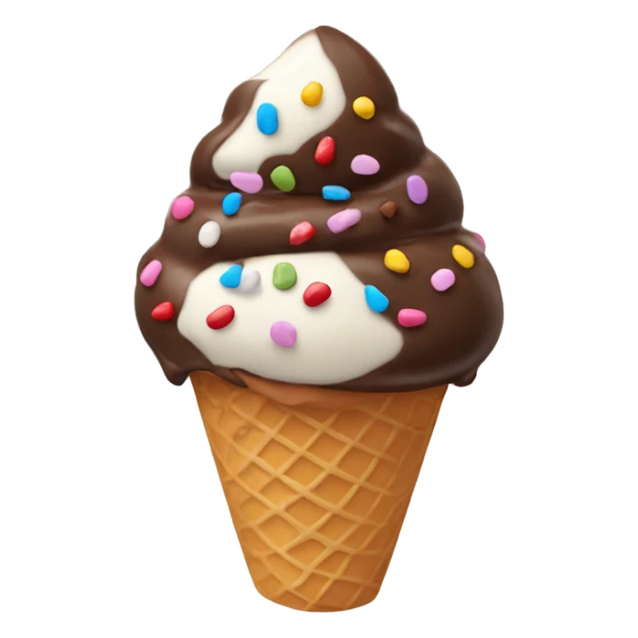 Ice cream cone with chocolate and sprinkles sticker