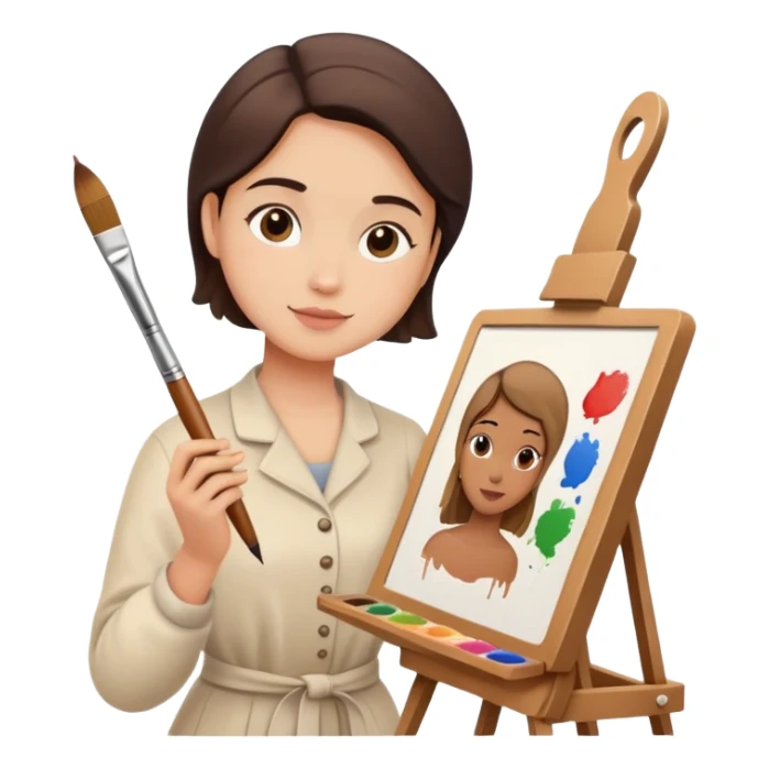 artist painting at easel sticker