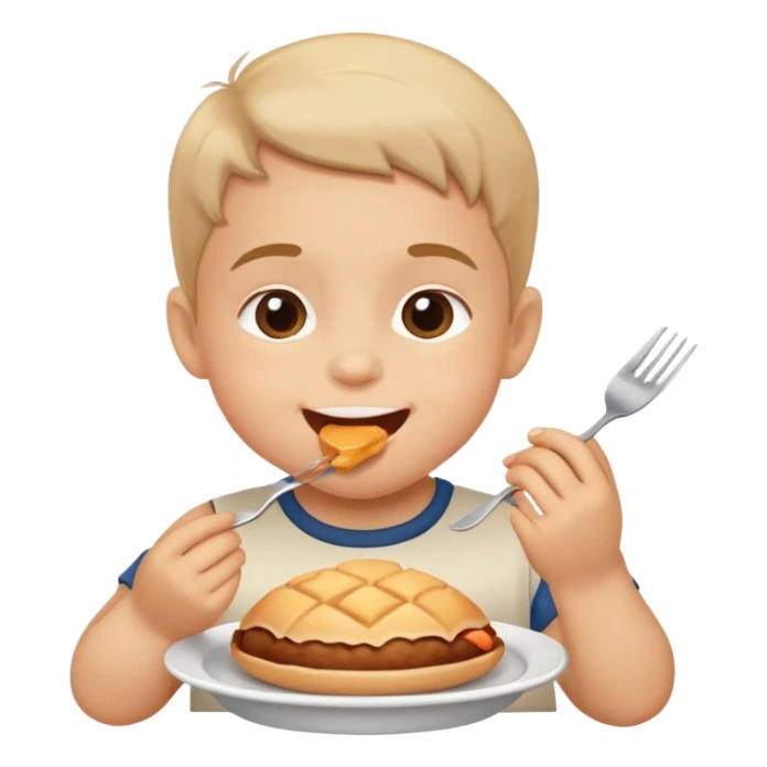 child eating with small bites, happy and friendly sticker