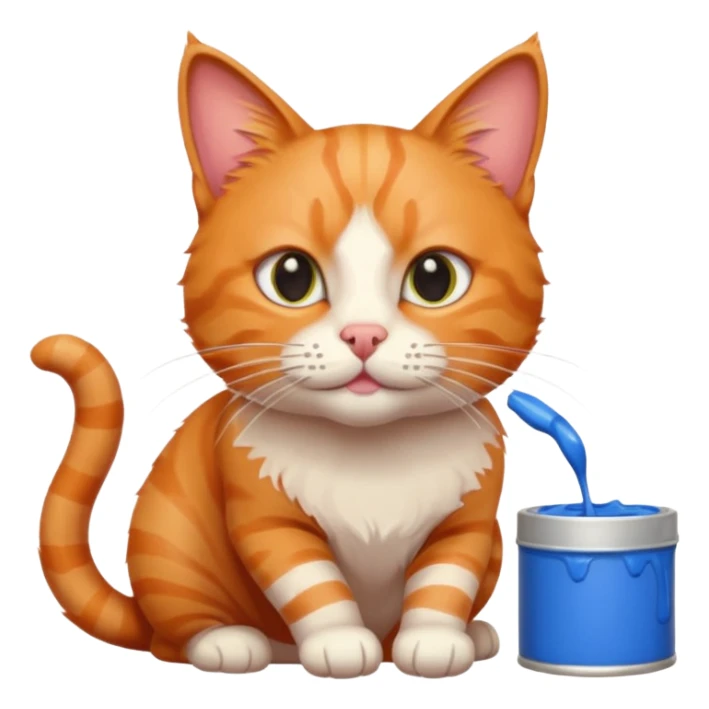 Chat roux avec tubes de peinture qui samuse sticker