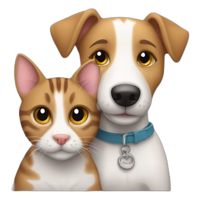 Tabby cat and Jack Russell dog hugging sticker