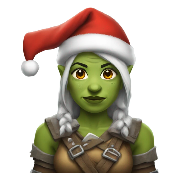 orc female warrior with santa hat sticker