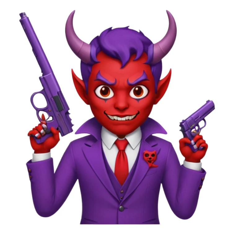 Cara redonda Diablo morado garrando dos pistolas  sticker