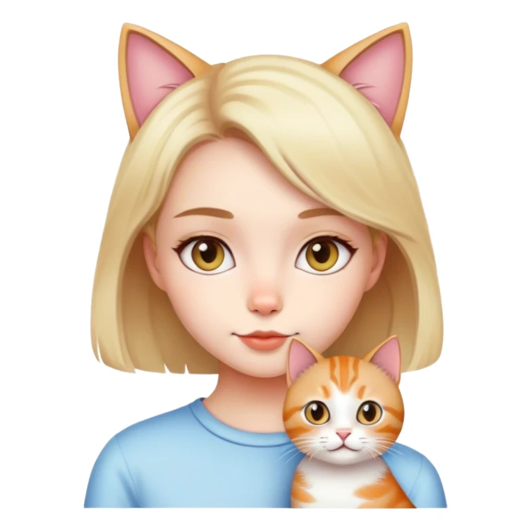 a cute girl with a cat filter sticker