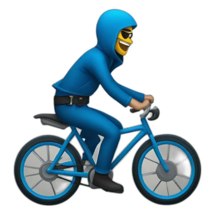 a thief on a blue bike sticker