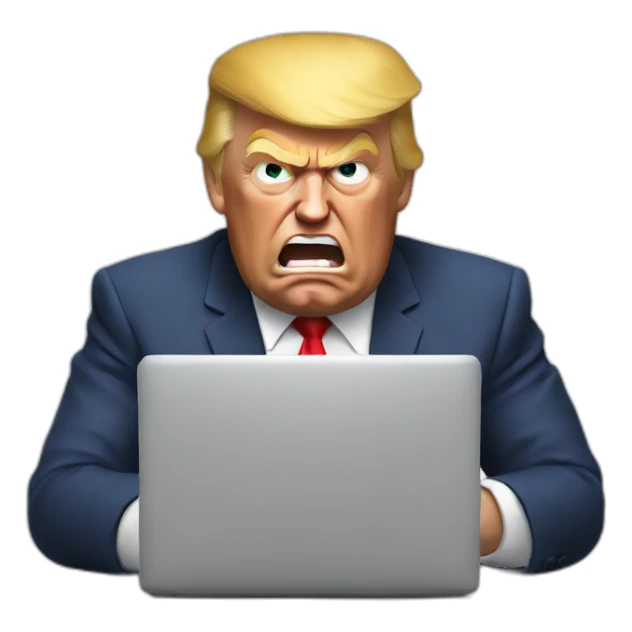 trump angry on laptop sticker