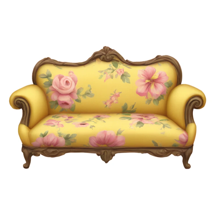 yellow and pink vintage floral couch sticker
