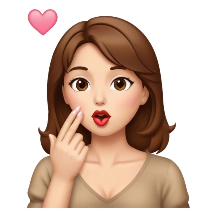 Brown haired lady blowing a kiss sticker