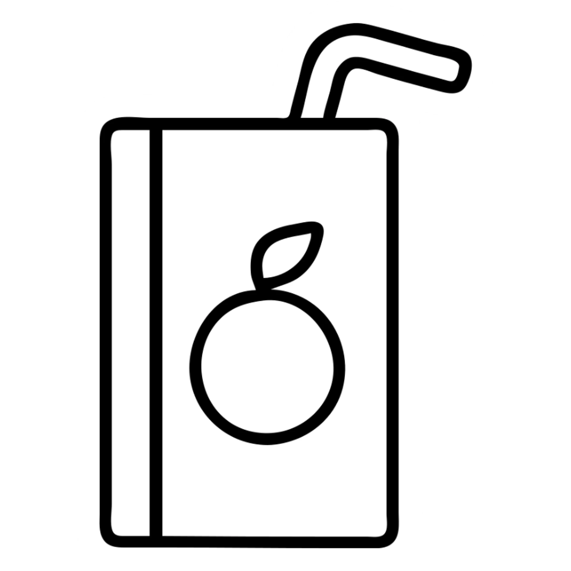 Yellow juice carton with a straw, fruit juice packaging sticker