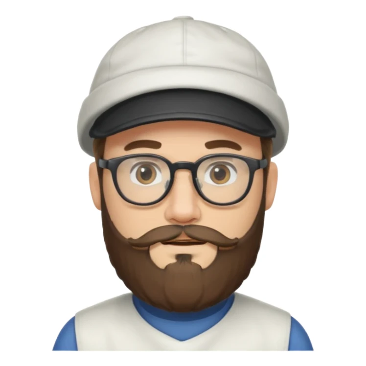 male full beard glasses and cap sticker